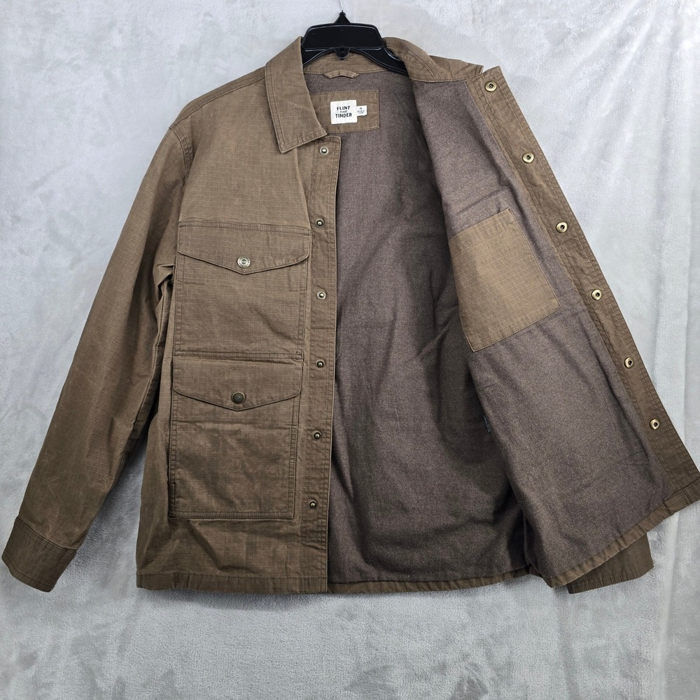 Flint and Tinder Mens small Waxed Jacket Brown Field‎ Shirt Jacket